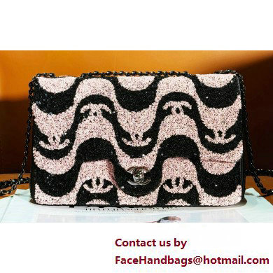 Chanel Sequins Medium Classic Flap Bag Black & Pink 2025 - Click Image to Close